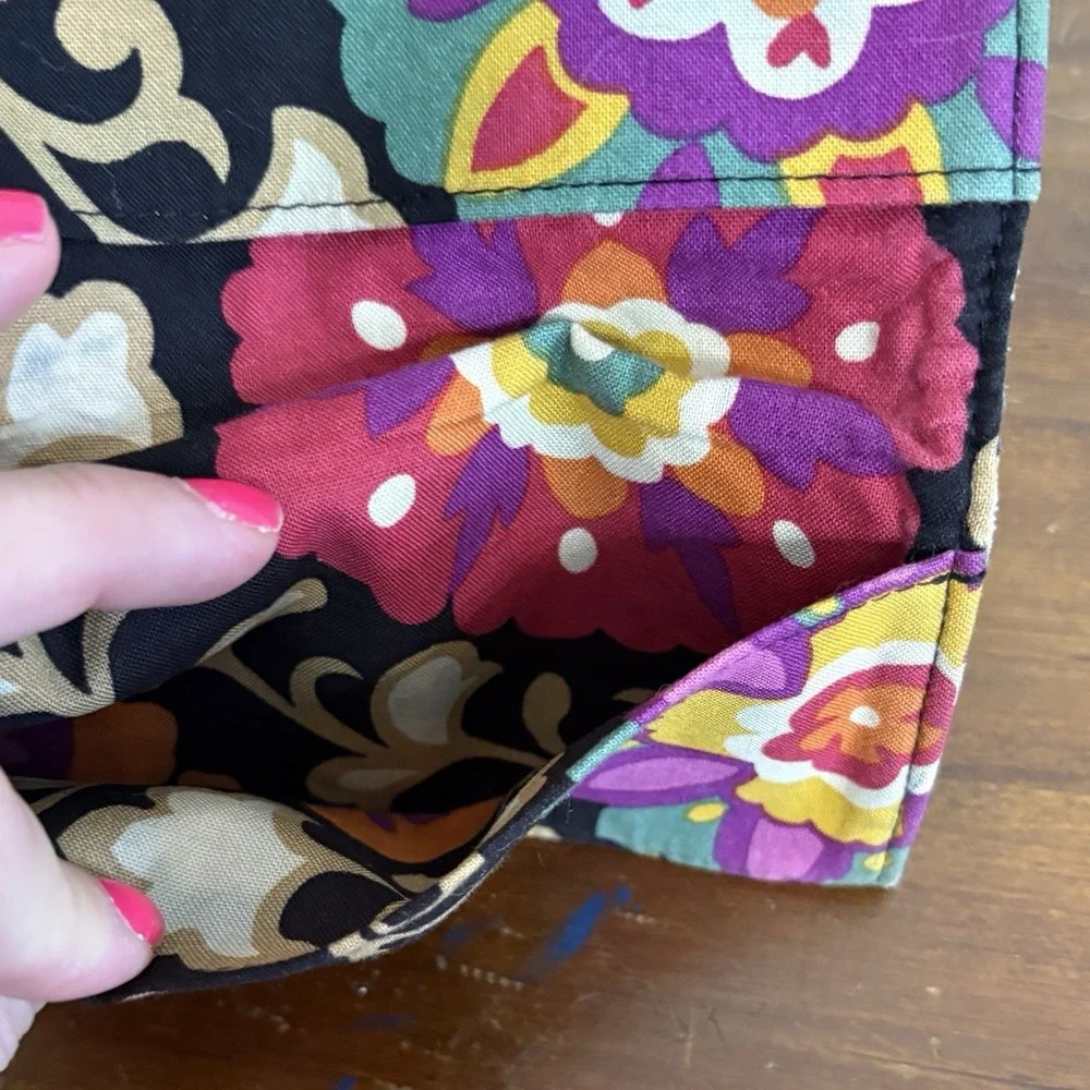 Vera Bradley Suzani Checkbook Cover Retired Print Floral Black Pink Purple